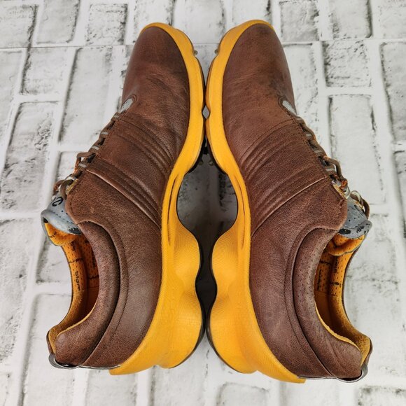 Ecco Biom Yak Hydro Max Men Size 11/11.5 EU 45 Leather Brown Golf Spikes Shoes - Picture 7 of 11